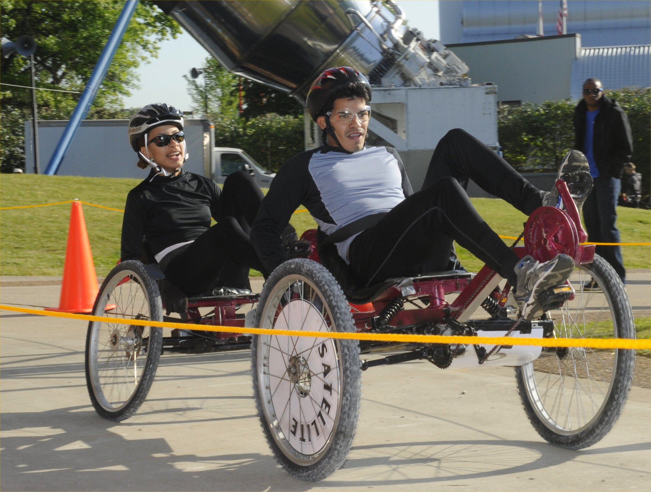 The University of Puerto Rico at Humacao won second place in the college division of the 19th Annual NASA Great Moonbuggy Race, finishing the course with a time of 4 minutes and 12 seconds. Credit: NASA/MSFC/Emmett Given