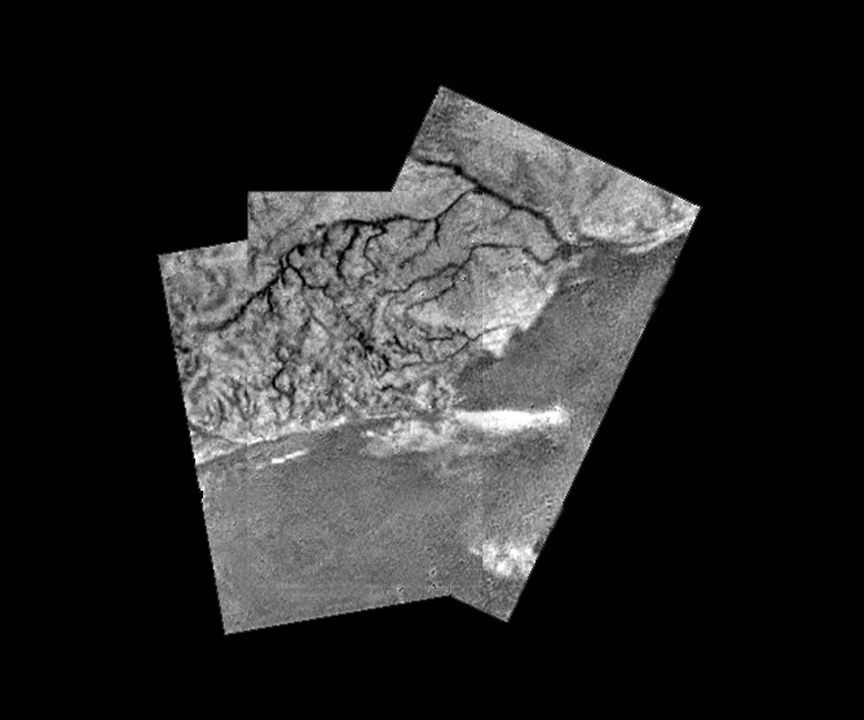 Mosaic of river channel and ridge area on Titan. Credit: ESA/NASA/JPL/University of Arizona