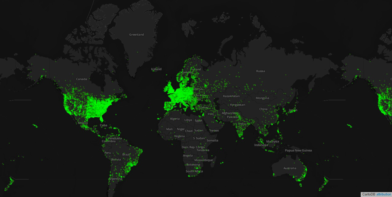 Image #1: Map of the global Zooite community. Credit: ttfnrob/Zooniverse