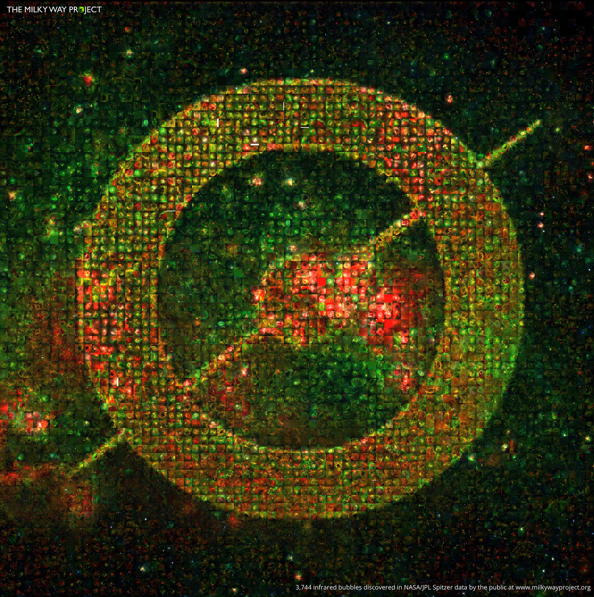 This mosaic poster for the Milky Way Project was created from data analyzed by citizen scientists at Zooniverse. Credit: ttfnrob/Zooniverse