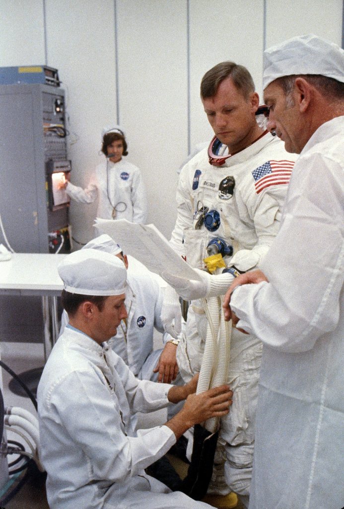 Neil Armstrong suiting up on July 16, 1969.