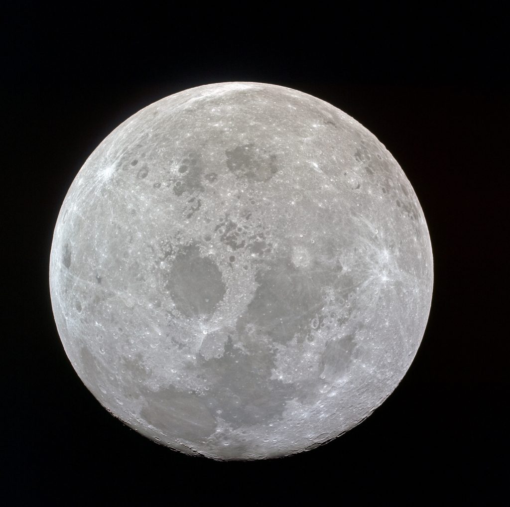 The full lunar disc photographed from the Apollo 11 spacecraft during its transearth journey homeward.