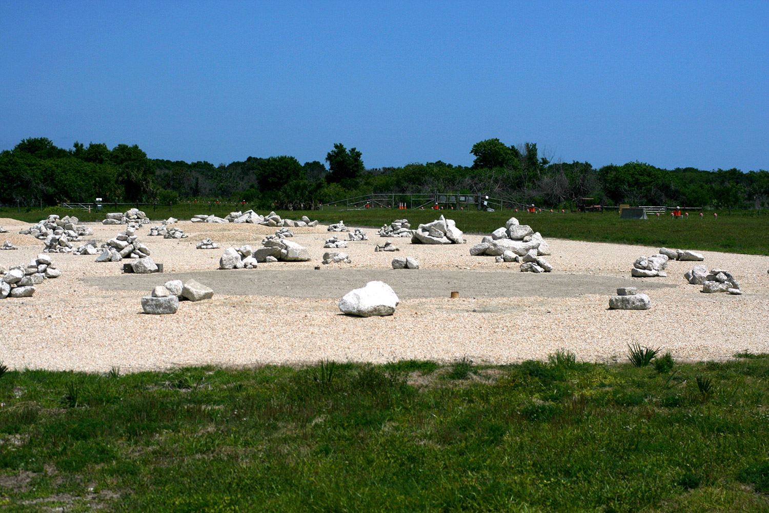 The boulder-strewn hazard avoidance field built to test the Morpheus lander at KSC. Credit: Sherry Valare