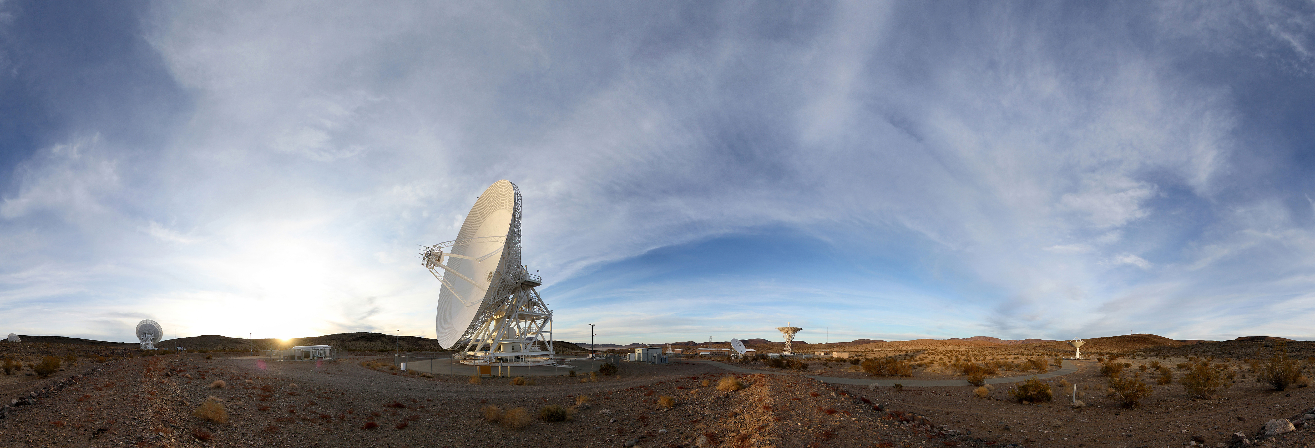 The Goldstone complex is located on the U.S. Army’s Fort Irwin Military Reservation, approximately 72 km (45 miles) northeast of the desert city of Barstow, California. Credit: Doug Ellison/NASA/JPL-Caltech