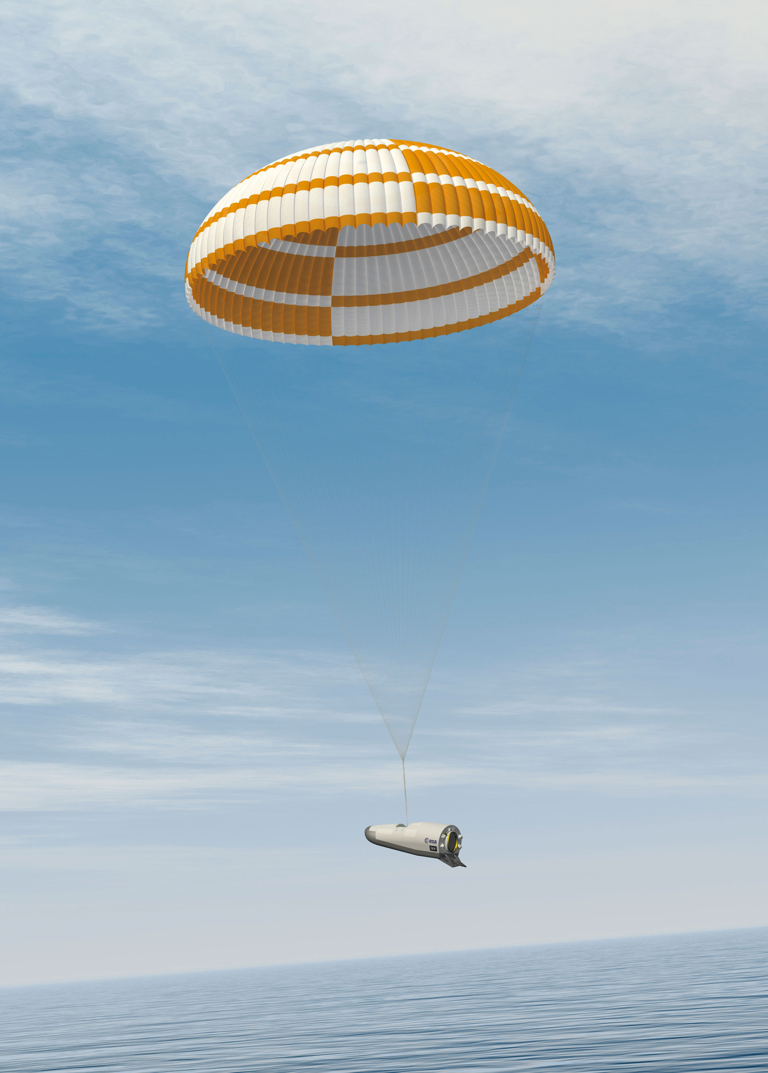 Artist’s view of parachute deployment. Credit: ESA–J. Huart