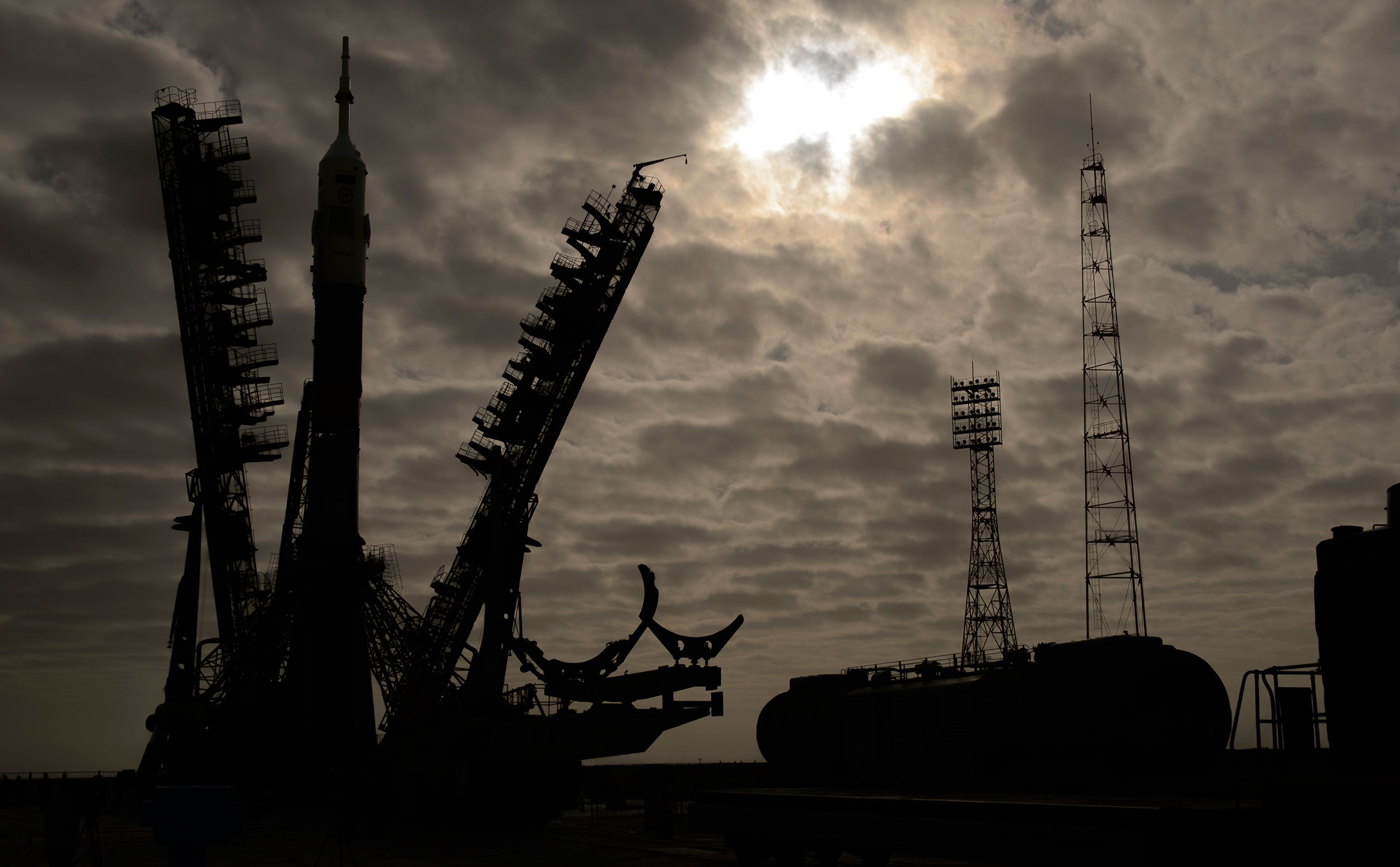 Soyuz TMA-12M spacecraft rollout in 2014. Credit: NASA/Joel Kowsky
