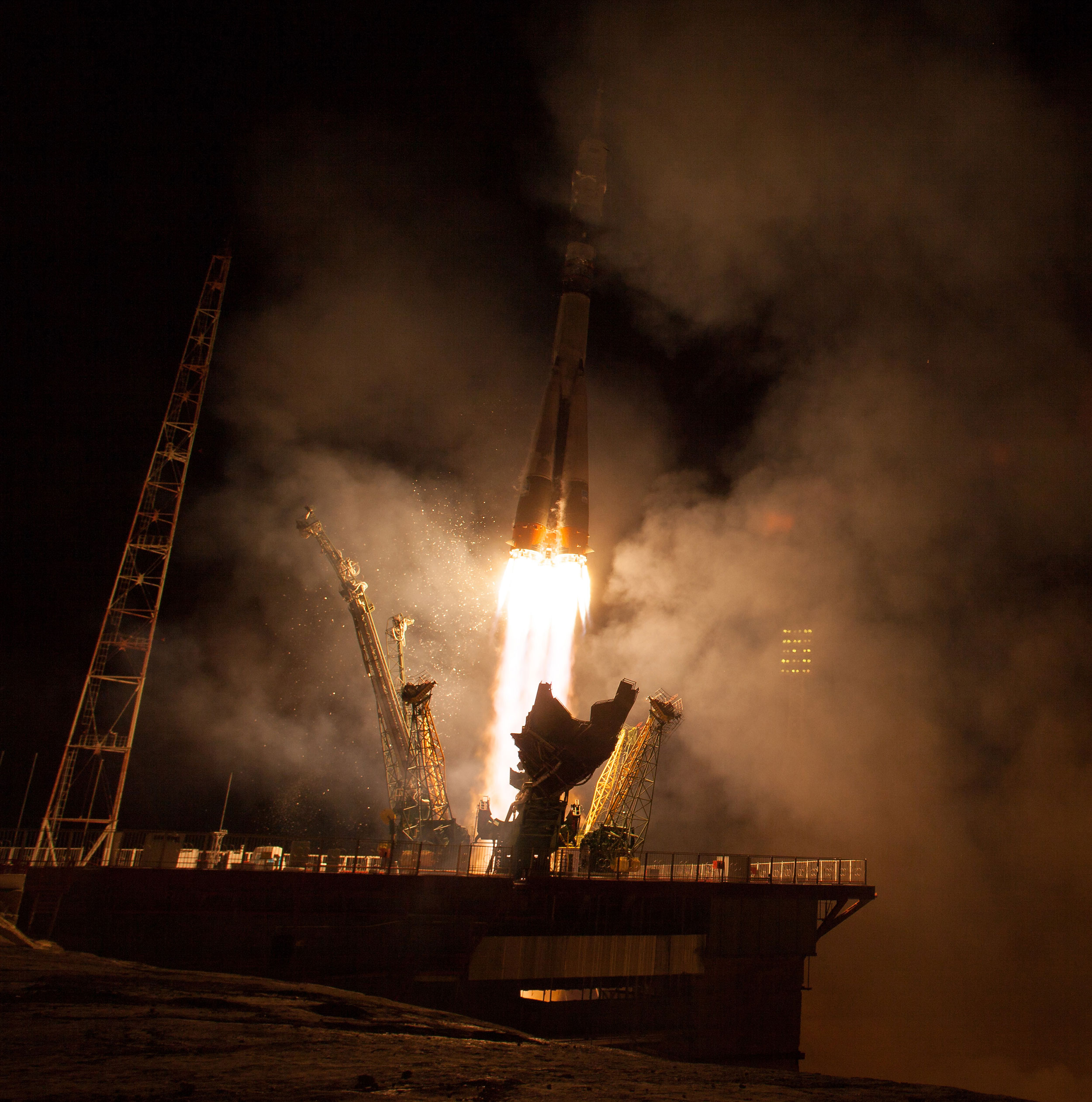 Despite recent failures of Russian rockets, the crewed version of the Soyuz has continued to be a reliable spacecraft. Here, the TMA-14M rocket launches in 2014. Credit: NASA/Aubrey Gemignani