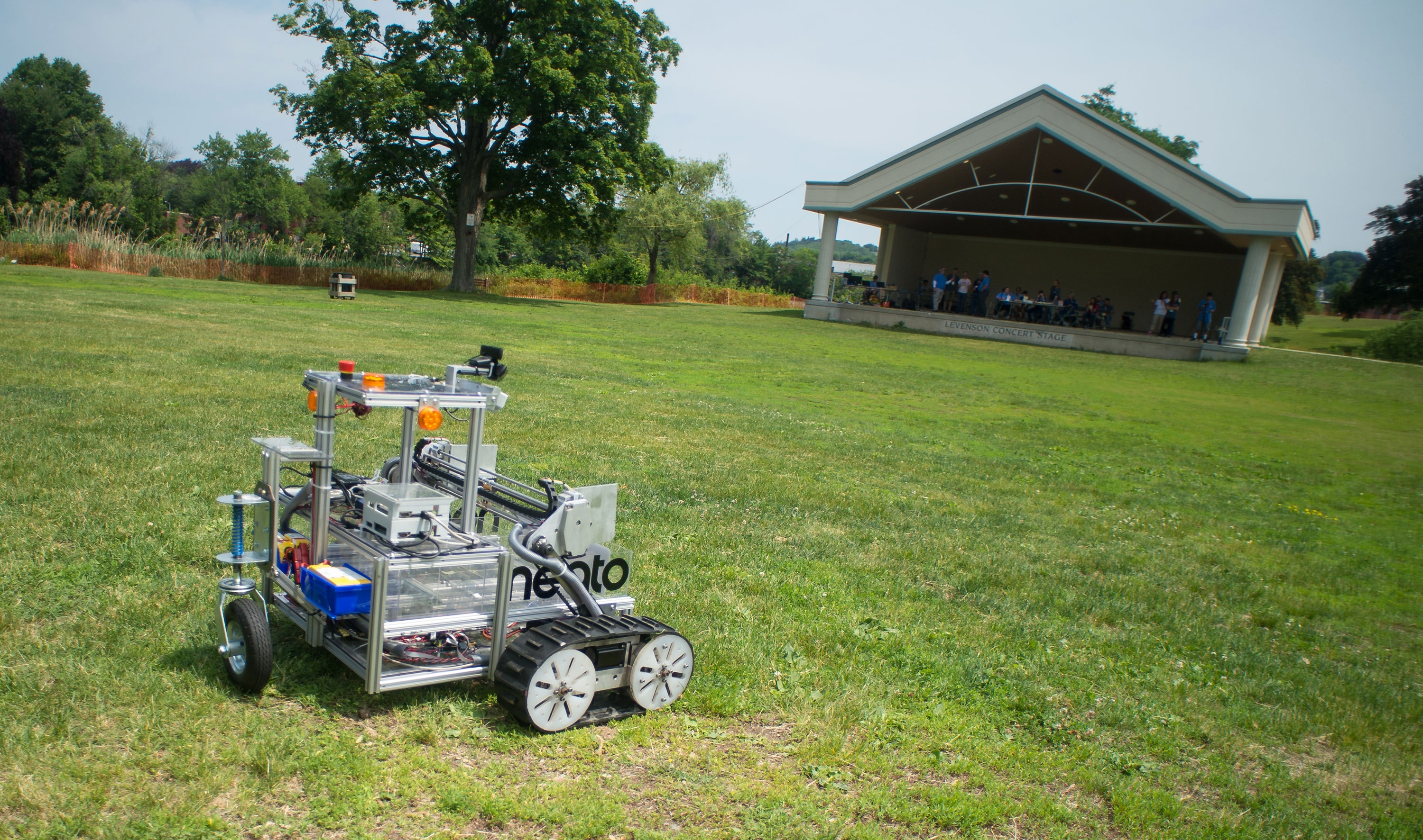 The Army of Angry Robots team robot is seen during a rerun of the level one challenge at the 2015 Sample Return Robot Challenge. Credit: NASA/Joel Kowsky