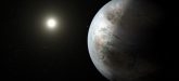 This artist's concept depicts one possible appearance of the planet Kepler-452b, the first near-Earth-size world to be found in the habitable zone of star that is similar to our sun. Kepler-452b orbits its star every 385 days. The planet's star is about 1,400 light-years away in the constellation Cygnus. It is a G2-type star like our sun, with nearly the same temperature and mass. This star is 6 billion years old, 1.5 billion years older than our sun. Credit: NASA Ames/JPL-Caltech/T. Pyle