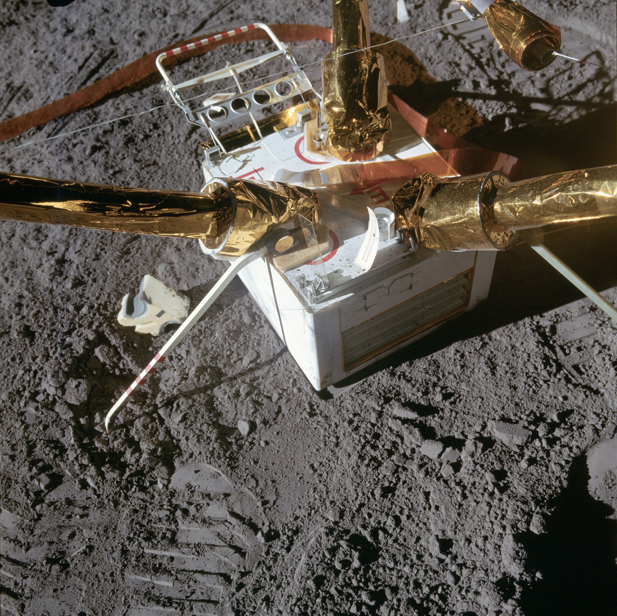 The Lunar Surface Magnetometer that was part of the mission’s Apollo Lunar Surface Experiments Package. Credit: NASA via Retro Space Images