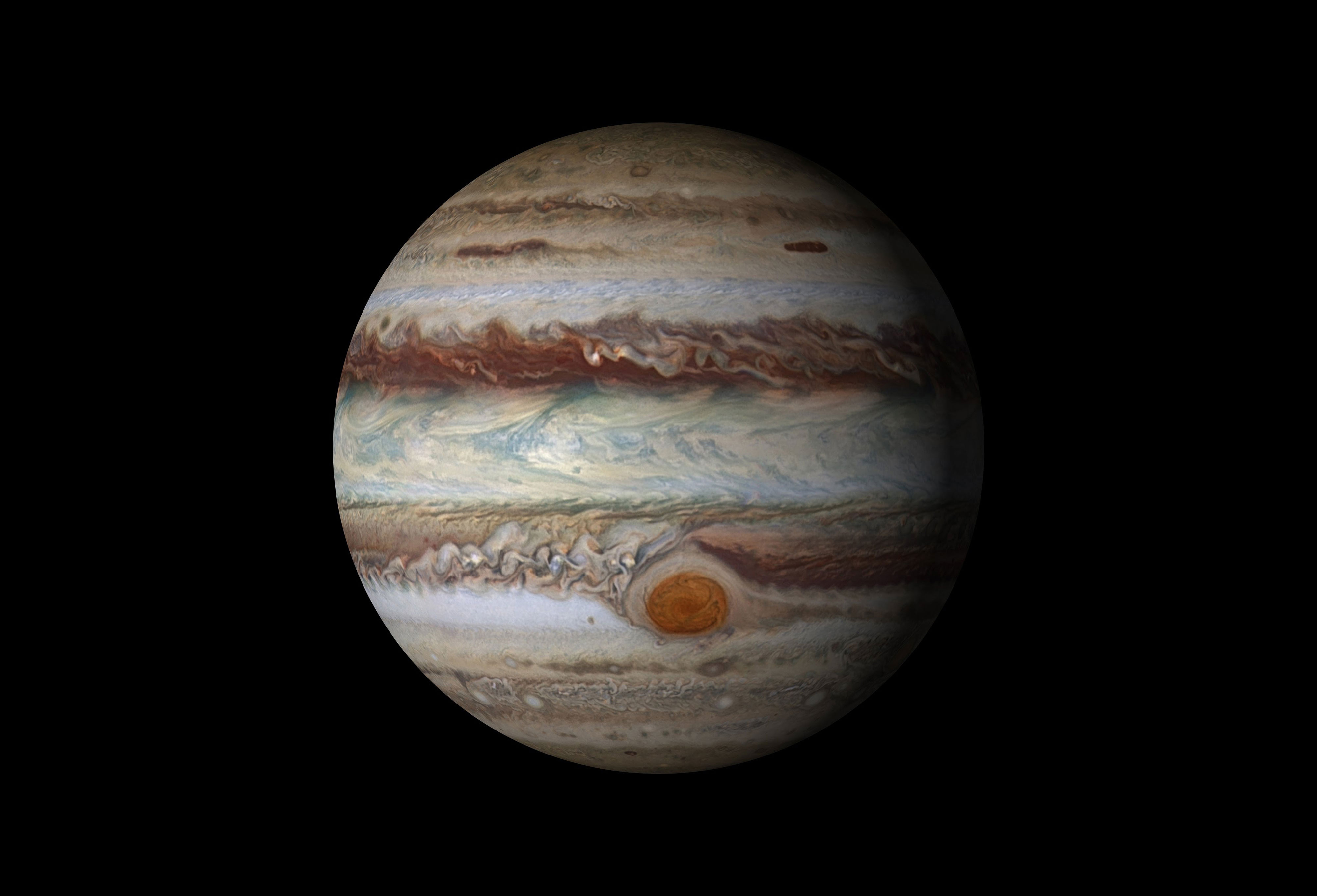 Ultra HD imagery from the Hubble Space Telescope revealed details never before seen on Jupiter. Credit: NASA